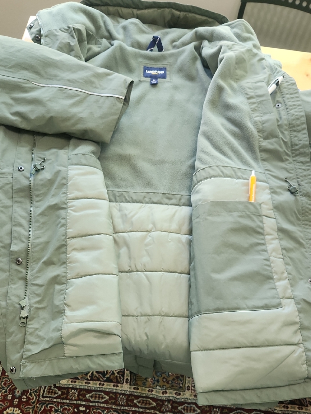 Lands' End Squall Waterproof Insulated Hooded Winter Parka Coat Spruce Green 2X - Picture 10 of 17